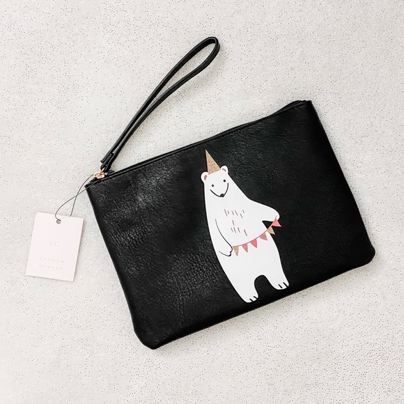 LC Lauren Conrad Handbags - LC Lauren Conrad Black Grab & Go Bear Pouch